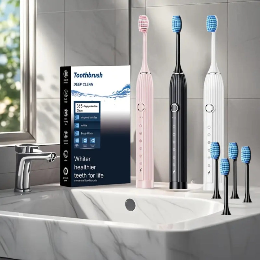 Sonic Electric Toothbrush Rechargeable with Replacement Heads