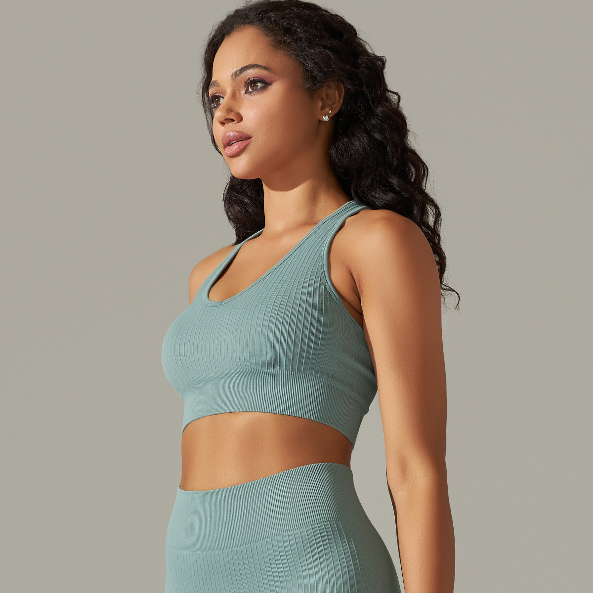 Knit Breathable Yoga Vest Running Exercise Underwear Seamless Back Shaping Shockproof Push Up Sports Bra