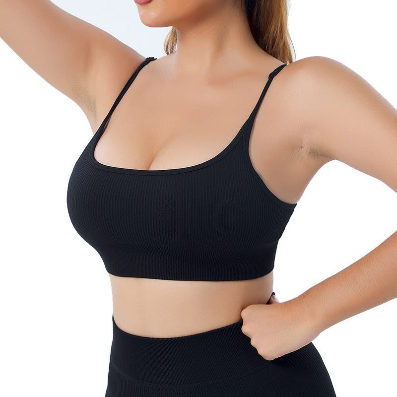 Quick Drying Running Shockproof Sling Workout Bra One Piece Outer Wear Sports Underwear Women Yoga Vest
