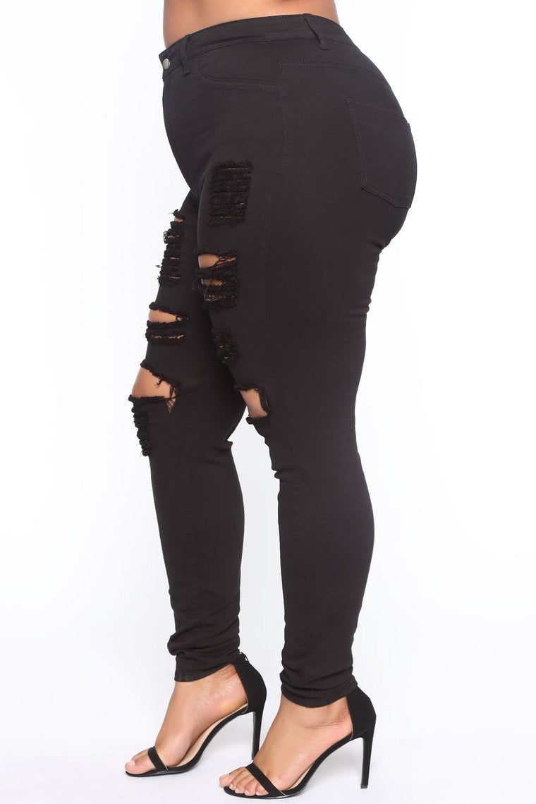 Plus Size Ripped Stretch Jeans