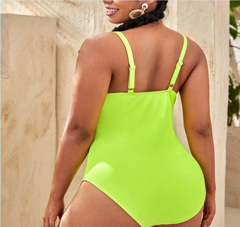 Plus Size New   One Piece Skirt Swimsuit Solid Color plus-Sized Swimsuit