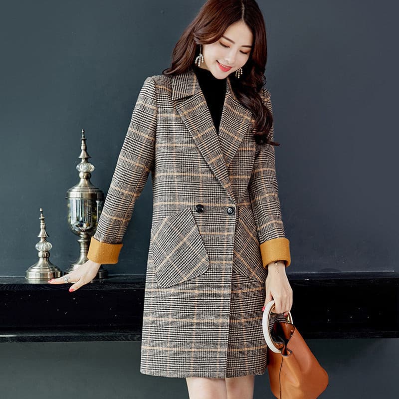 Spring and summer plaid hair 2021 ladies spring and summer new woolen coat small children Rswank
