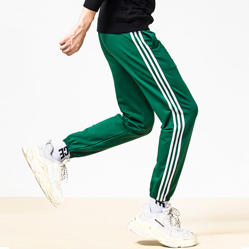 Spring sports pants men's thin section 95 cotton straight split trousers
