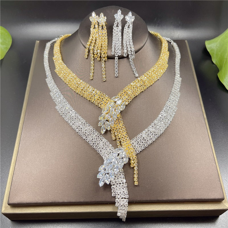 Set Earrings Necklace Wedding Geometric Elegant Romantic Bridesmaid