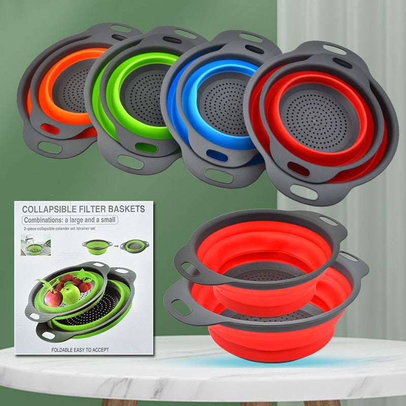 Foldable Strainer Fruit Vegetable Washing Basket Colander Dish Drainer Silicon Colander Collapsible Drainer Rswank