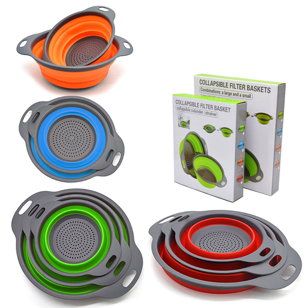 Foldable Strainer Fruit Vegetable Washing Basket Colander Dish Drainer Silicon Colander Collapsible Drainer Rswank