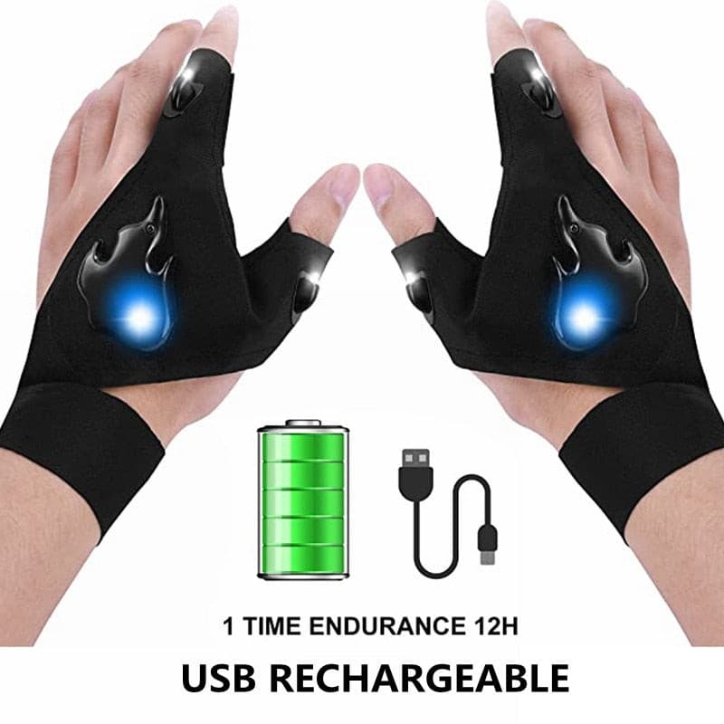 LED Flashlight Gloves USB Rechargeable Hands Free Light Gloves Gift Outdoor Camping Fishing Gadgets Tools Rswank