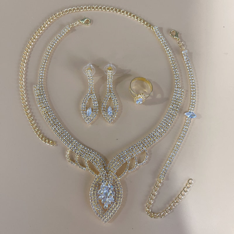 Set Earrings Necklace Wedding Geometric Elegant Romantic Bridesmaid