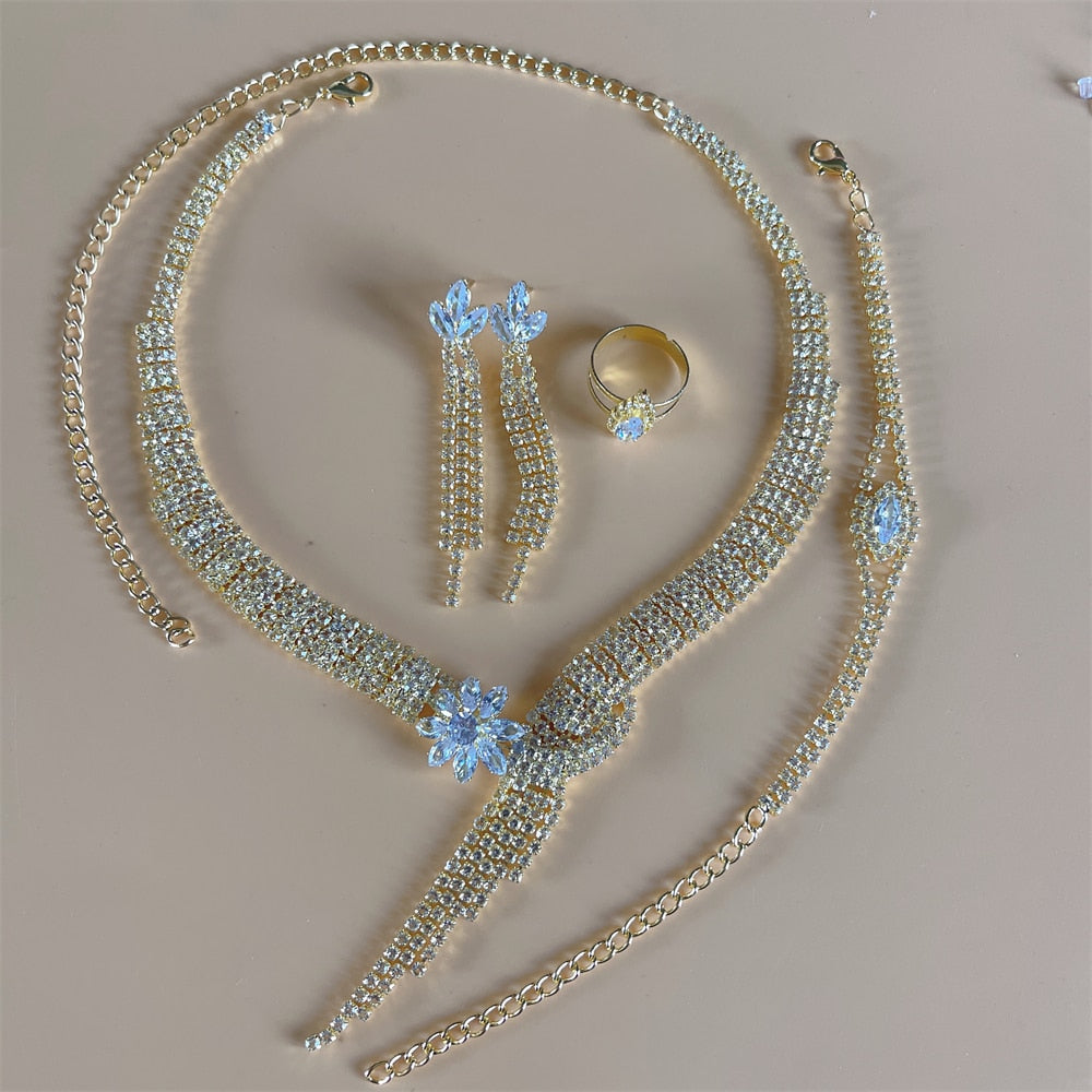 Set Earrings Necklace Wedding Geometric Elegant Romantic Bridesmaid
