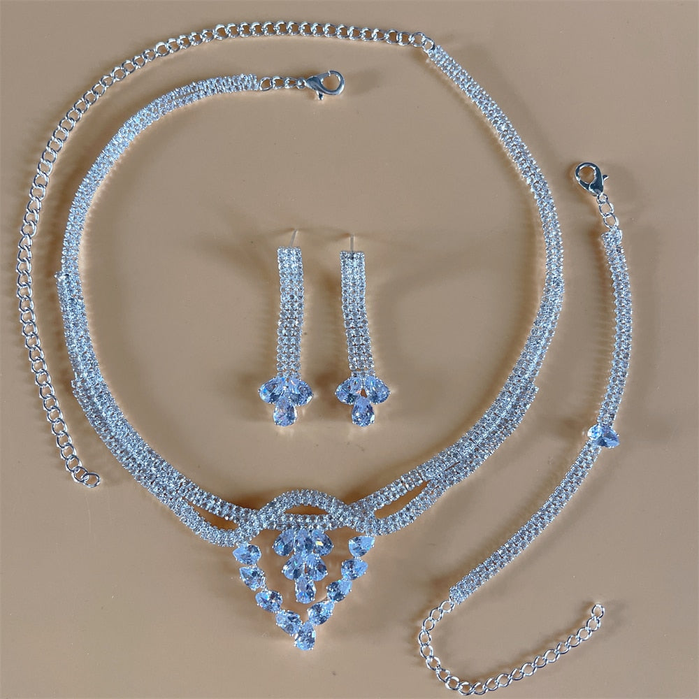Set Earrings Necklace Wedding Geometric Elegant Romantic Bridesmaid