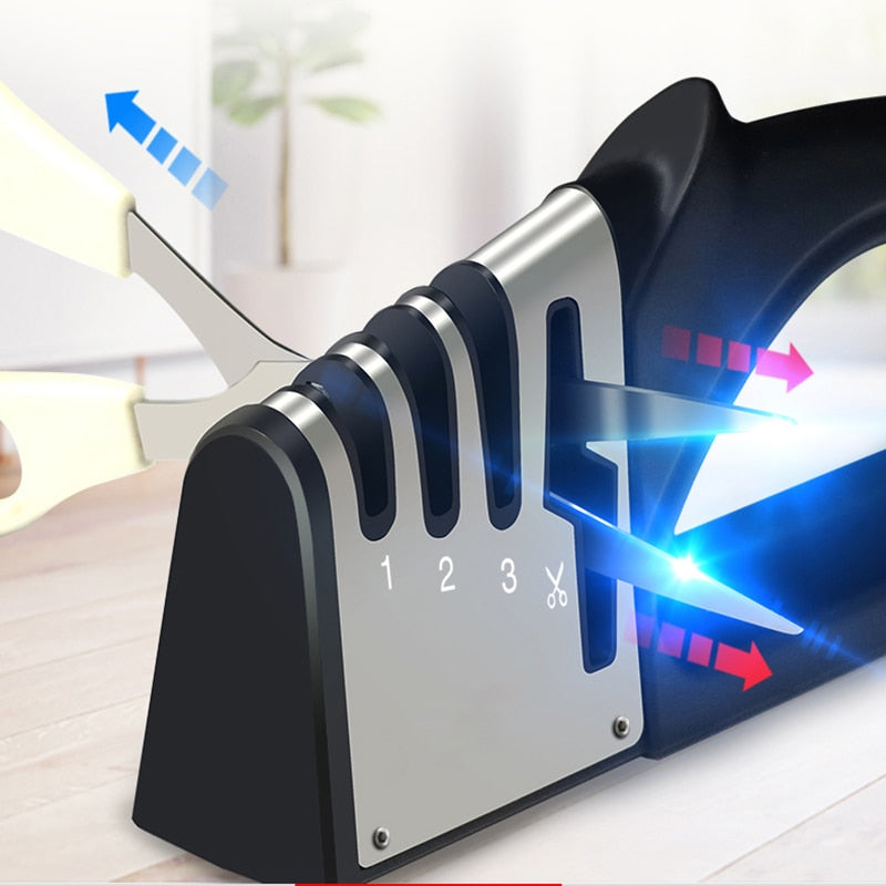 Knife Sharpener 4 in 1 Diamond Coated&Fine Rod Knife Shears Rswank