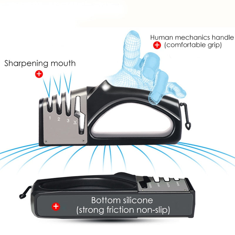 Knife Sharpener 4 in 1 Diamond Coated&Fine Rod Knife Shears Rswank