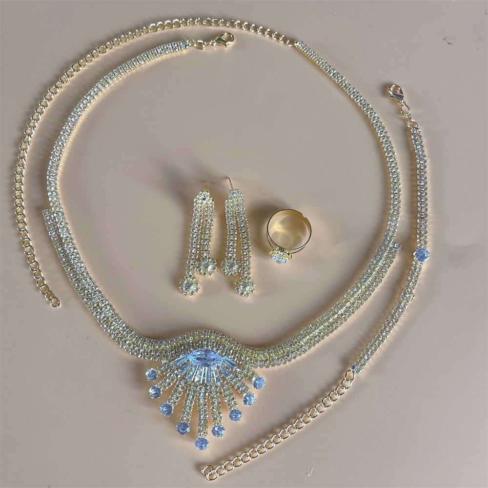 Set Earrings Necklace Wedding Geometric Elegant Romantic Bridesmaid