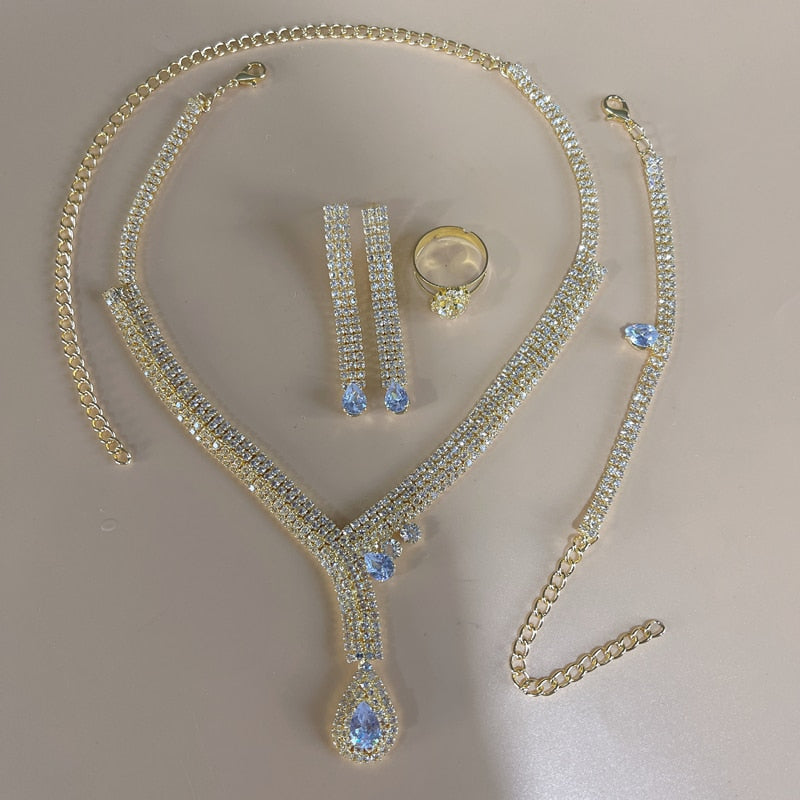 Set Earrings Necklace Wedding Geometric Elegant Romantic Bridesmaid