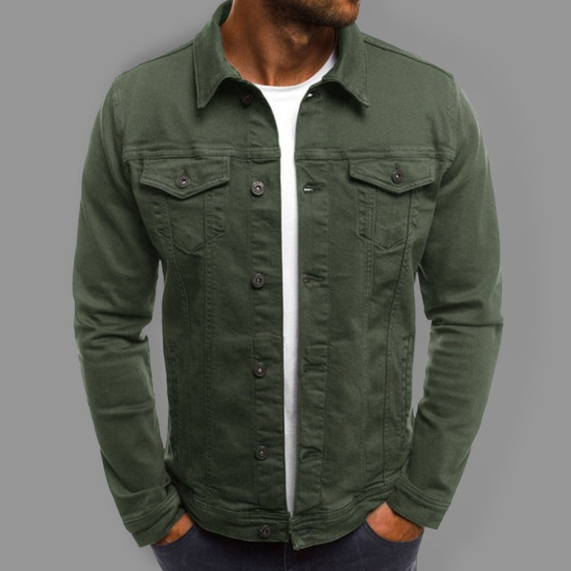Trendy Fashion Casual Slim Denim Jacket Multi Pocket Button Stand Collar Workwear Jacket kakaclo