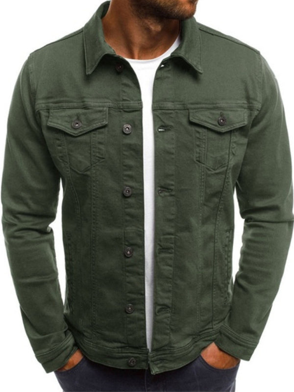 Trendy Fashion Casual Slim Denim Jacket Multi Pocket Button Stand Collar Workwear Jacket kakaclo