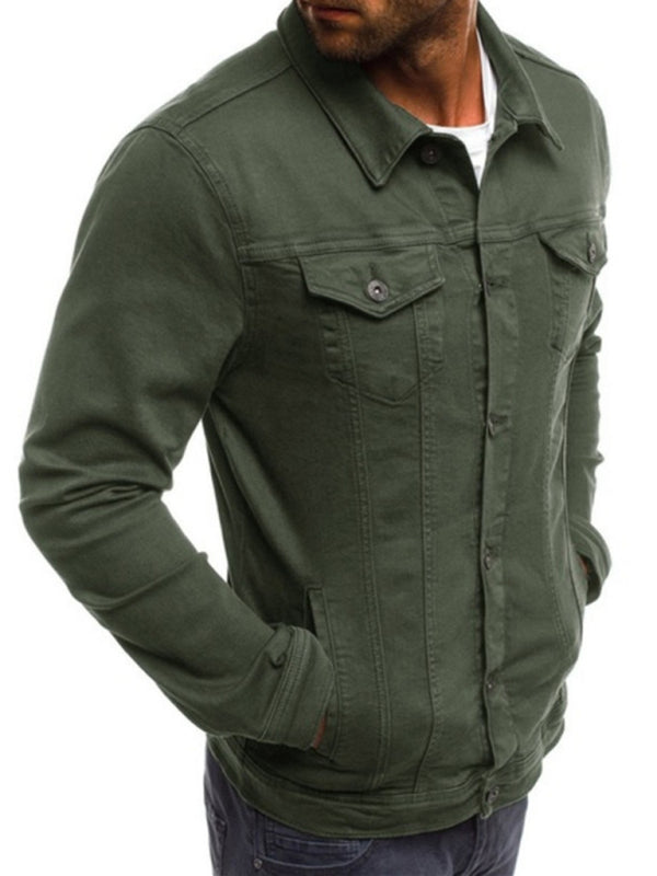 Trendy Fashion Casual Slim Denim Jacket Multi Pocket Button Stand Collar Workwear Jacket kakaclo