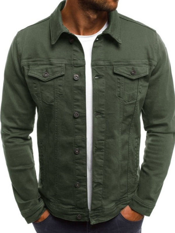 Trendy Fashion Casual Slim Denim Jacket Multi Pocket Button Stand Collar Workwear Jacket kakaclo