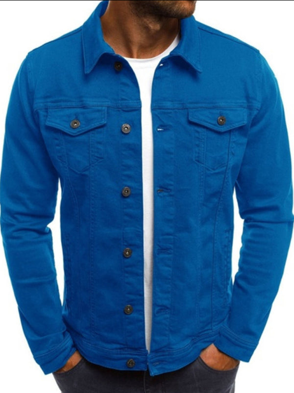 Trendy Fashion Casual Slim Denim Jacket Multi Pocket Button Stand Collar Workwear Jacket kakaclo