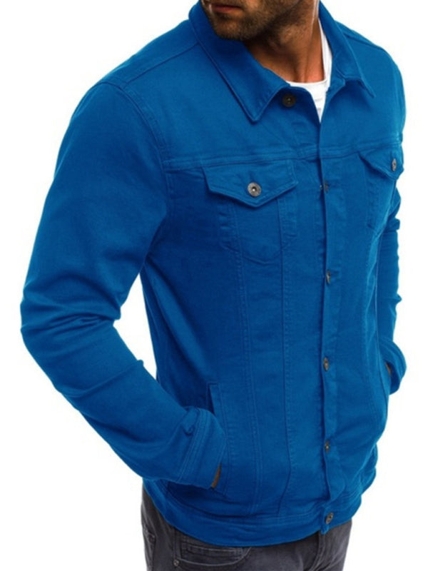 Trendy Fashion Casual Slim Denim Jacket Multi Pocket Button Stand Collar Workwear Jacket kakaclo