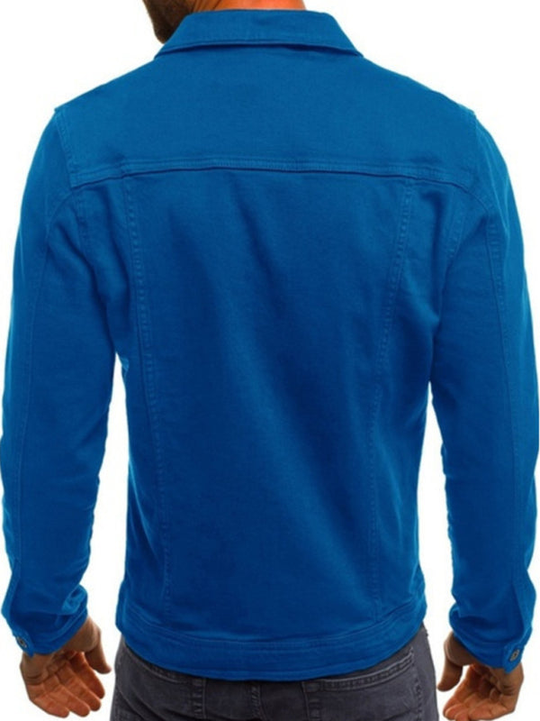 Trendy Fashion Casual Slim Denim Jacket Multi Pocket Button Stand Collar Workwear Jacket kakaclo