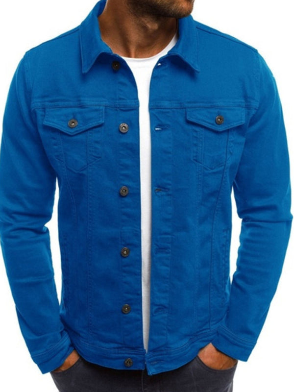 Trendy Fashion Casual Slim Denim Jacket Multi Pocket Button Stand Collar Workwear Jacket kakaclo
