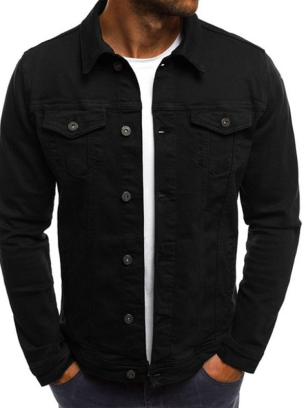 Trendy Fashion Casual Slim Denim Jacket Multi Pocket Button Stand Collar Workwear Jacket kakaclo