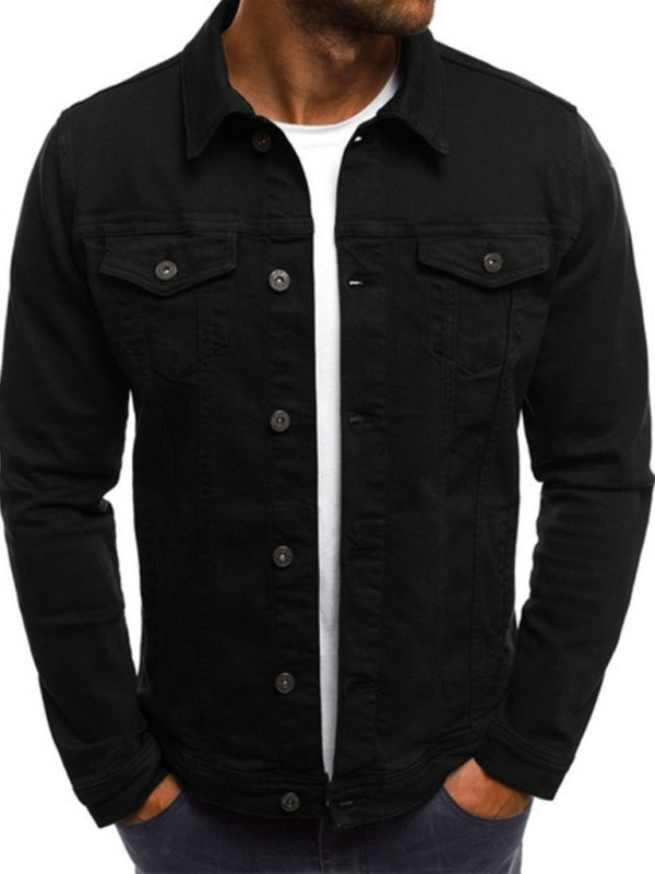 Trendy Fashion Casual Slim Denim Jacket Multi Pocket Button Stand Collar Workwear Jacket kakaclo