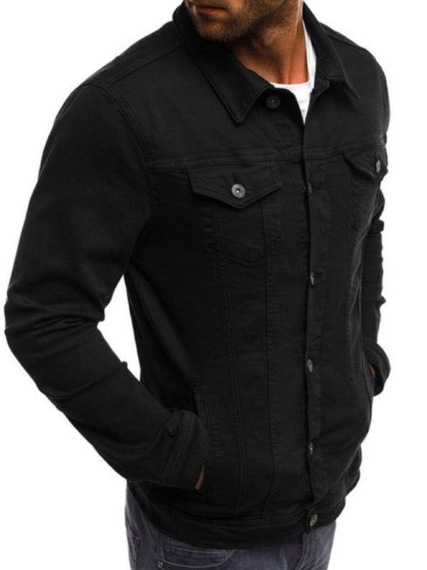 Trendy Fashion Casual Slim Denim Jacket Multi Pocket Button Stand Collar Workwear Jacket kakaclo