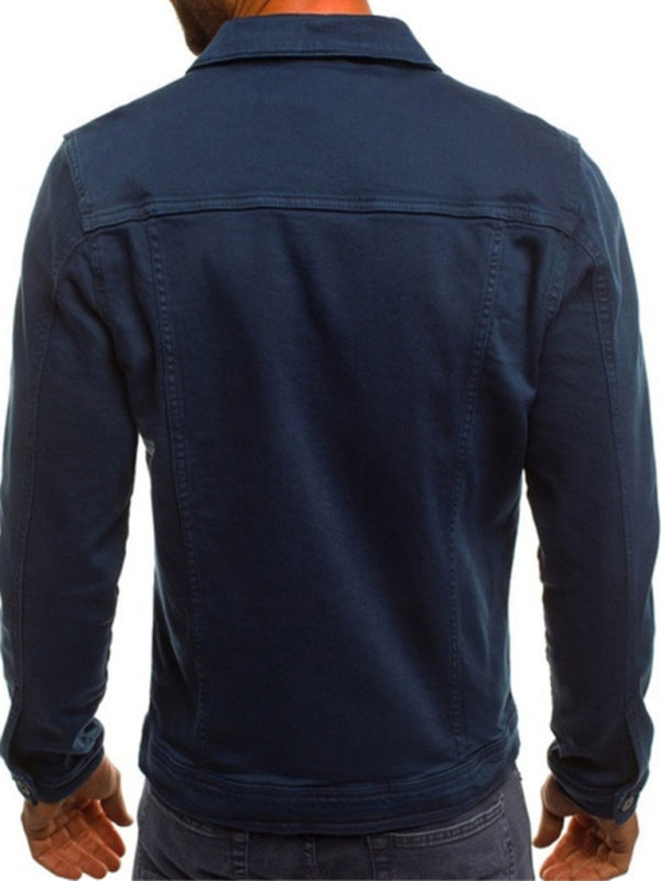 Trendy Fashion Casual Slim Denim Jacket Multi Pocket Button Stand Collar Workwear Jacket kakaclo