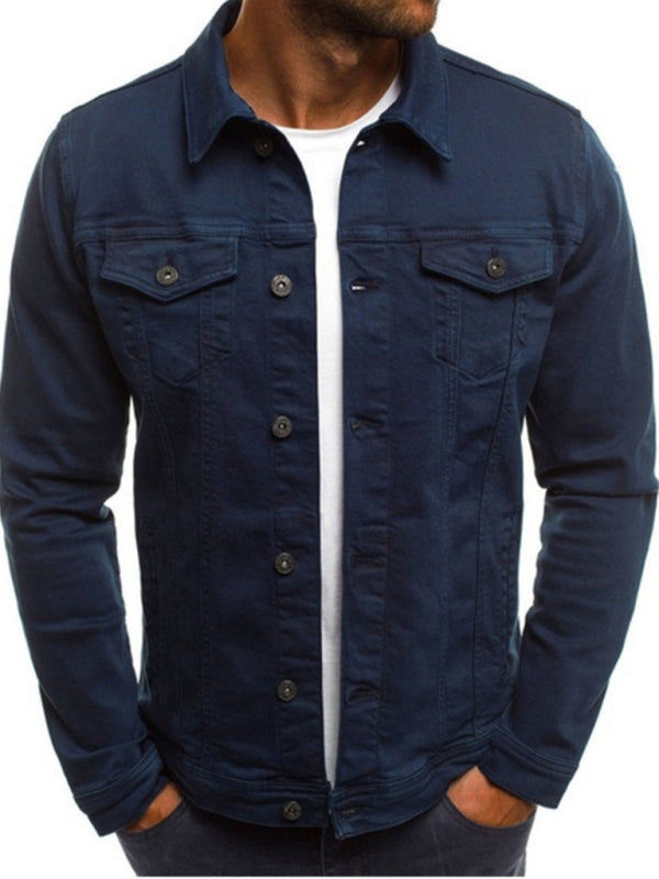 Trendy Fashion Casual Slim Denim Jacket Multi Pocket Button Stand Collar Workwear Jacket kakaclo