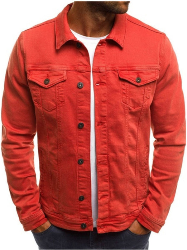 Trendy Fashion Casual Slim Denim Jacket Multi Pocket Button Stand Collar Workwear Jacket kakaclo