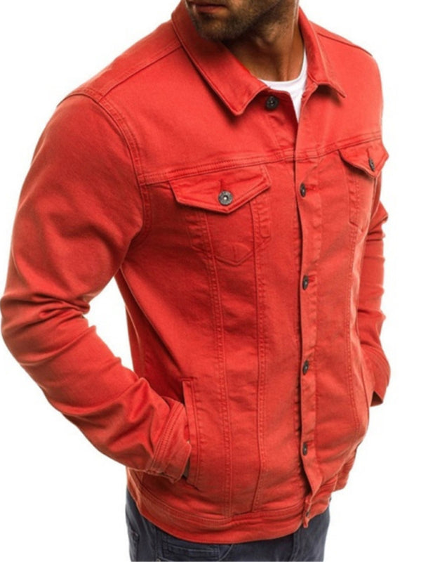 Trendy Fashion Casual Slim Denim Jacket Multi Pocket Button Stand Collar Workwear Jacket kakaclo