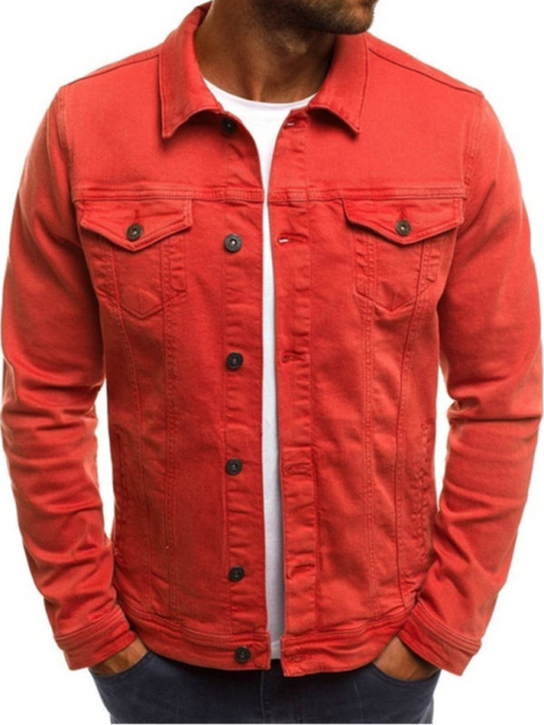 Trendy Fashion Casual Slim Denim Jacket Multi Pocket Button Stand Collar Workwear Jacket kakaclo