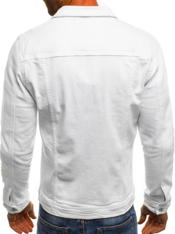 Trendy Fashion Casual Slim Denim Jacket Multi Pocket Button Stand Collar Workwear Jacket kakaclo