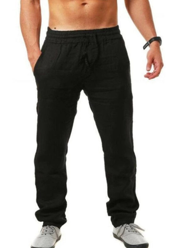 Men's solid elasticated waist loose-fitting casual pants kakaclo