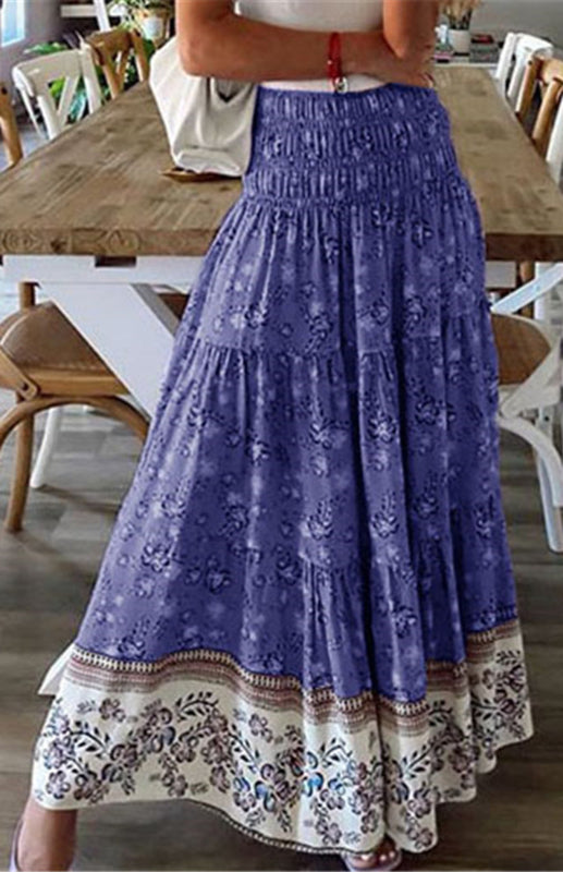 Ladies Casual Fashion Boho Print Skirt kakaclo