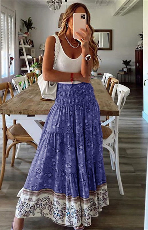 Ladies Casual Fashion Boho Print Skirt kakaclo