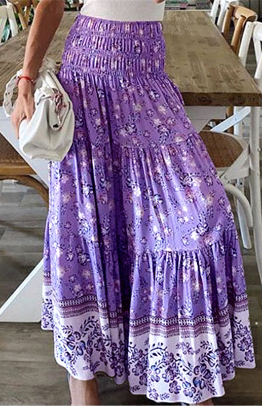 Ladies Casual Fashion Boho Print Skirt kakaclo