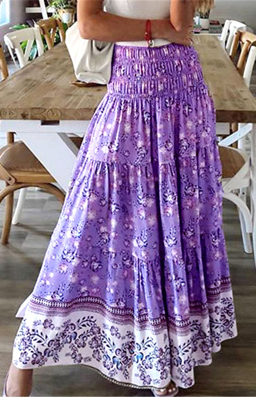 Ladies Casual Fashion Boho Print Skirt kakaclo