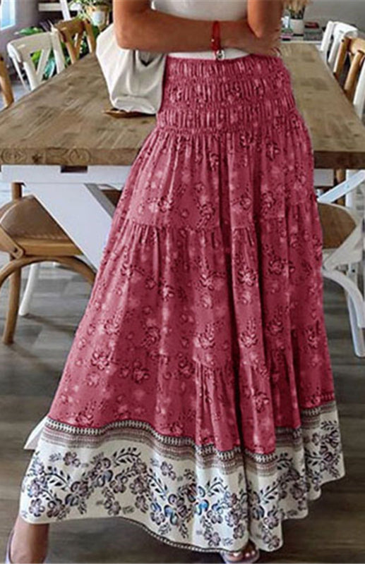 Ladies Casual Fashion Boho Print Skirt kakaclo