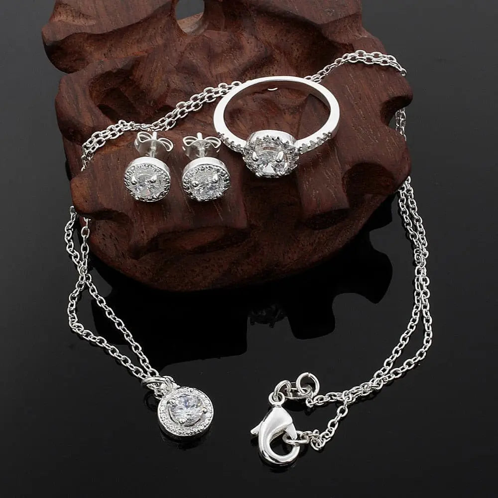 shiny crystal necklace earring ring jewelry Set Rswank