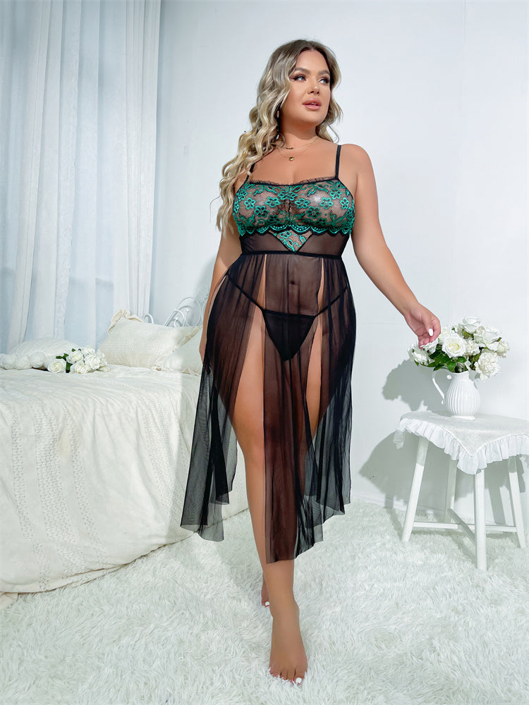 Plus Size Sexy Lingerie Lace See through Temptation Sexy Sleepwear