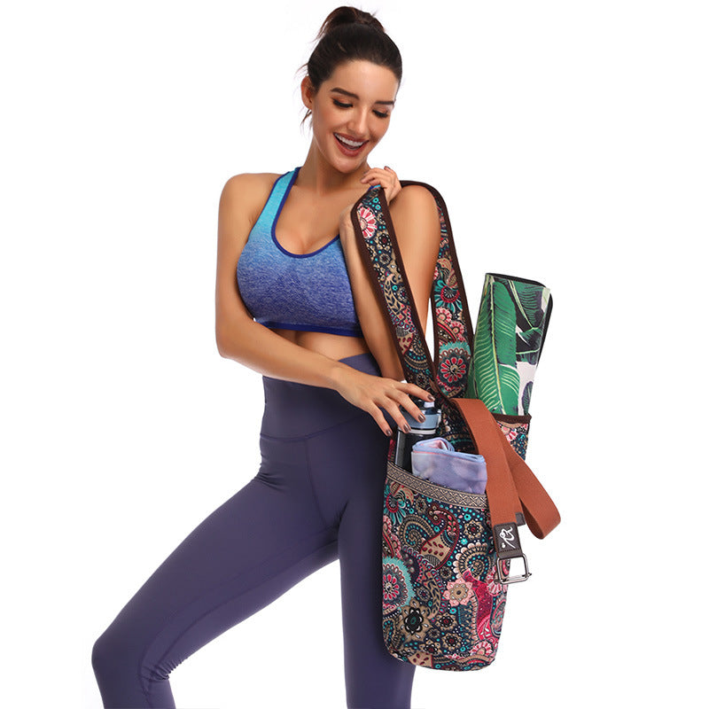 Yoga Mat Bag Shoulder Printed Canvas Yoga Backpack Canvas Bag