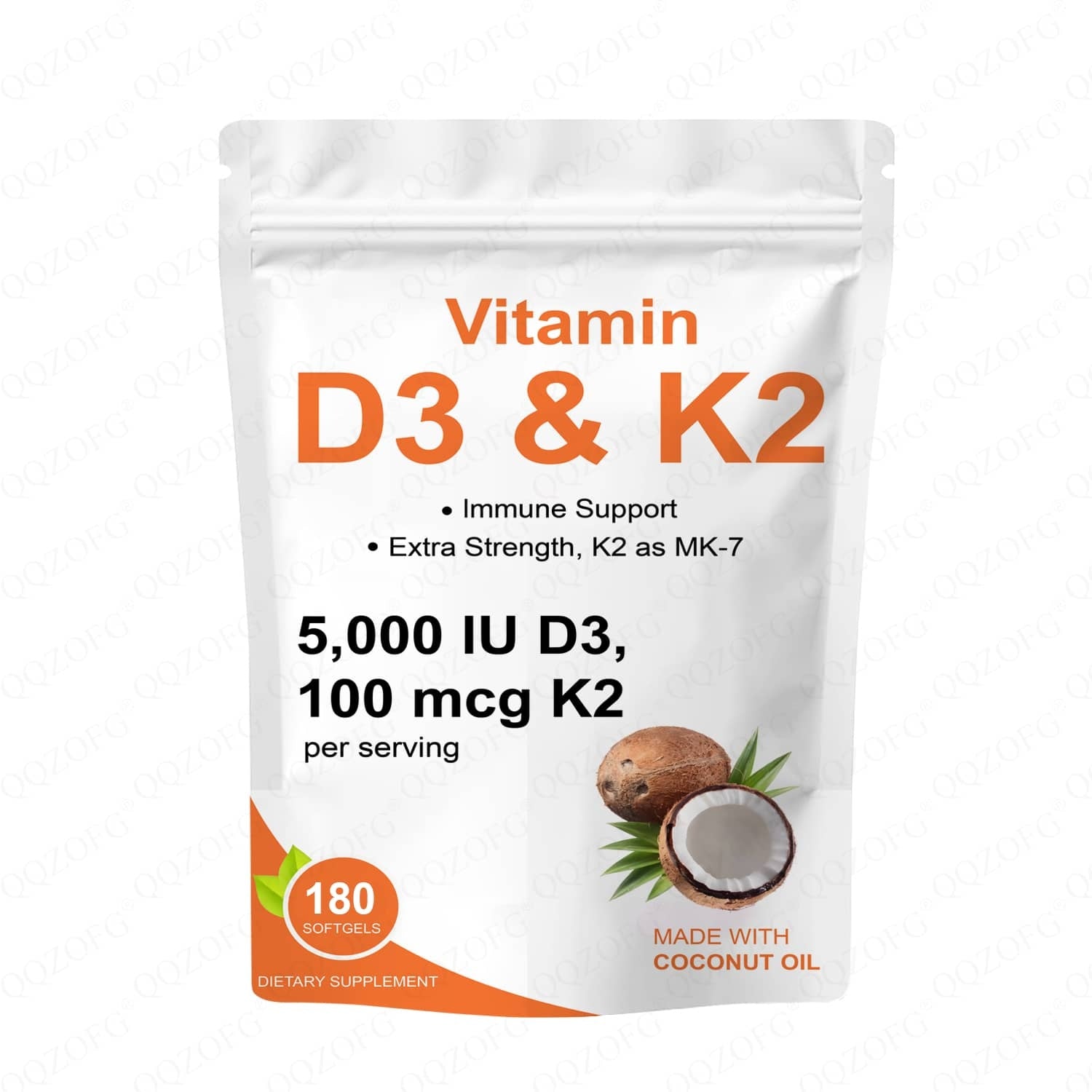 Hot Sales Vitamin D3k2 Softgels Immune & Heart Support With Coconut Oil 180 Count