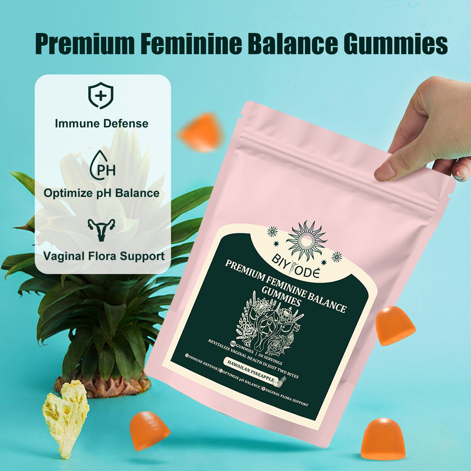 Factory Ready Stock Wholesale OEM ODM Custom Vaginal Vitamin Healthy Vaginal Flora Feminine Balance Gummies For Digestive And Immune Enhancement