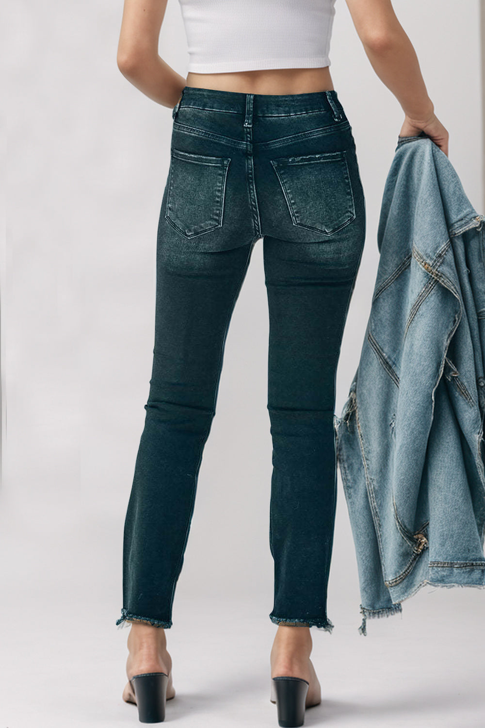 Mid-Rise Waist Skinny Jeans with Pockets - Rswank