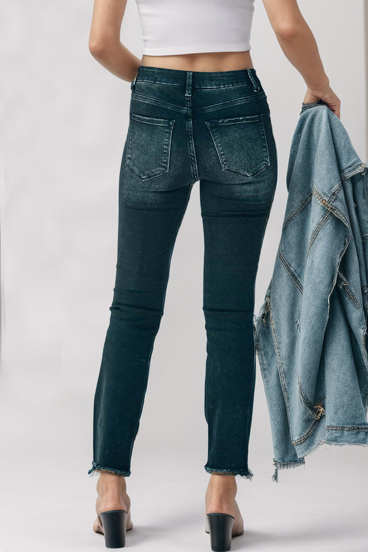 Mid-Rise Waist Skinny Jeans with Pockets - Rswank