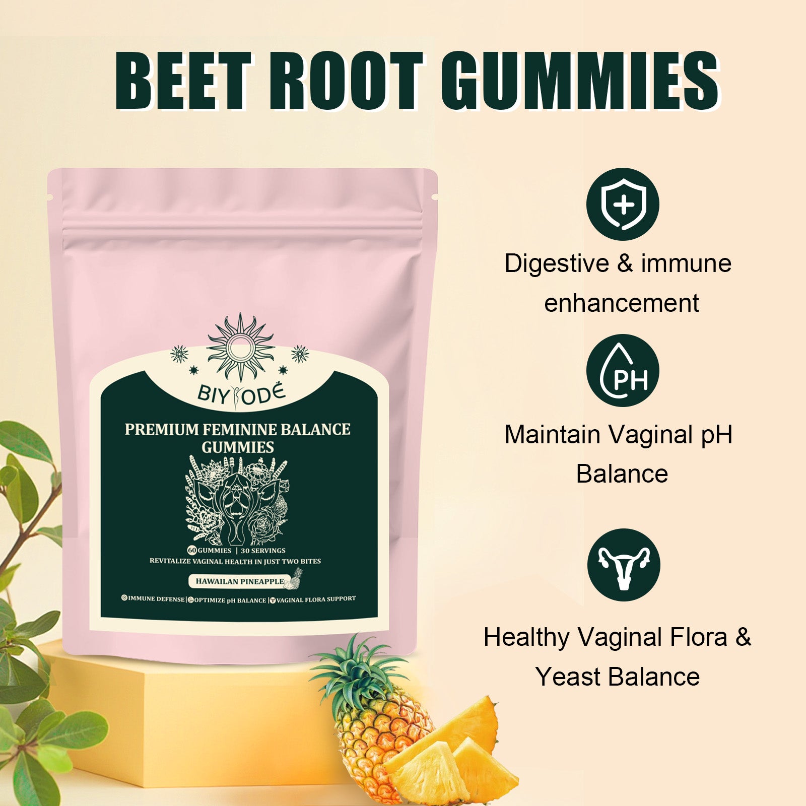 Factory Ready Stock Wholesale OEM ODM Custom Vaginal Vitamin Healthy Vaginal Flora Feminine Balance Gummies For Digestive And Immune Enhancement