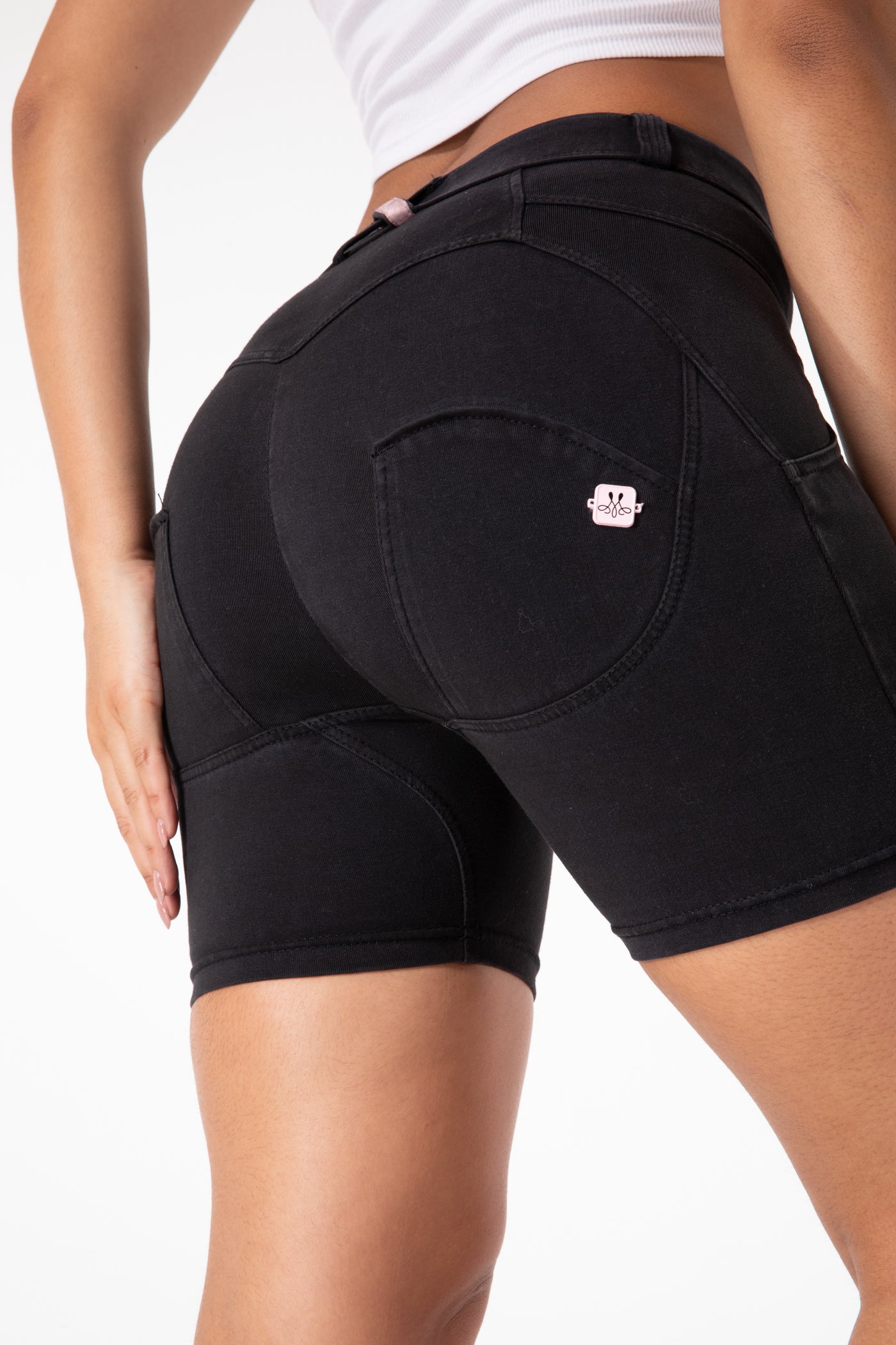 Shascullfites Melody black stretch jeans women elastic waist jeans denim shorts for women